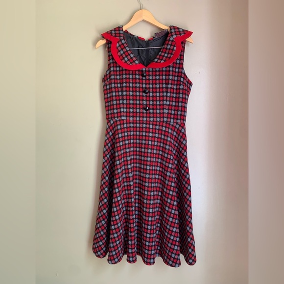 Voodoo Vixen Dress collared wool blend retro rockabilly - Picture 1 of 9